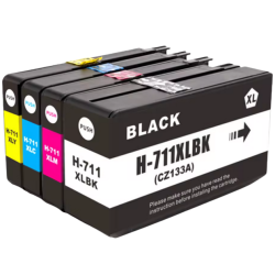 Zestaw tuszy HP 711 CMYK INQ 1x80ml 3×29 ml – zamienniki do ploterów HP DesignJet T120 / T125 / T130 / T520 / T525